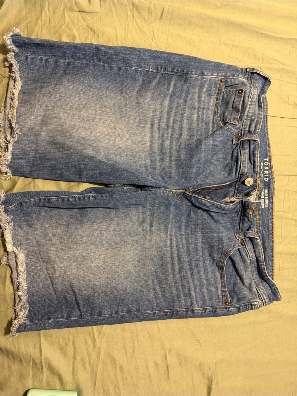 torrid Light Blue Frayed-Hem Denim Bermuda Shorts